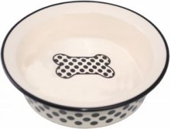 №1 Миска керамическая, рисунок "черный горох, косточка", 12,5*4 см, 150мл, 1*48шт