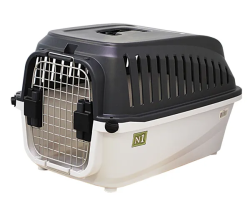 №1 Переноска пластиковая с замком, 60*38*36,5 до 10кг, черная, 1*9шт