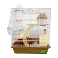 №1 Клетка для грызуна, 34,5*27*31,4, 3-хэтажная, с лабиринтом, кофейная, в инд. упак, 1*6
