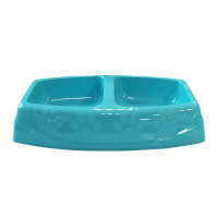 №1 Favorite Миска пластиковая двойная большая,  30,5х19,5х7,5см, 2*500 мл, голубая