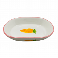 №1 Миска керамическая, белая, овальная с розовой каемочкой 13x9x3,7см, 100мл, 1*72шт