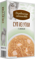 Деревенские лакомства суп из утки с лососем д/кошек 4 шт по 35г*20
