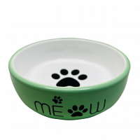 №1 Миска керамическая, зеленая, с лапкой кошки 13,4x13,4x4см 320мл, 1*48шт