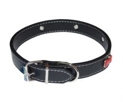 УЮТ Ошейник  2,0-х50 см черный, ,укр косточки красная эмаль прошитый 1х12шт, 1х144