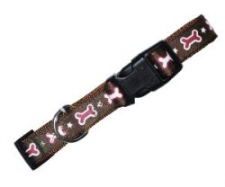 УЮТ Ошейник 1.9х35-50 см хаки, рисунок косточки, двойная с тесьмой, 1х144шт