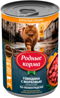 Родные Корма для кошек профилактика МКБ с говяд и морк кусочки в соусе по-ленинг.конс. 410гр