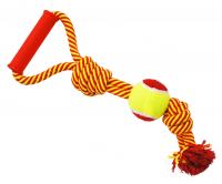 №1 Грейфер веревка с двумя узлами, мячом и ручкой, красно-желтый 40см, 1*48шт