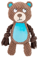№1 Игрушка д/собак Медвежонок коричн.,с пищалкой,с канатиком,текстиль,24х10х6см,1х108шт