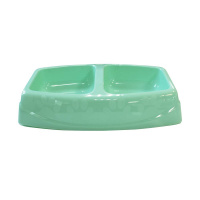 №1 Favorite Миска пластиковая двойная большая,  30,5х19,5х7,5см, 2*500 мл, зеленая