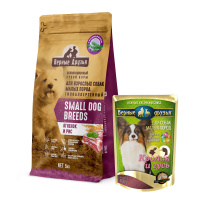 Верные Друзья сух. д/с мал. пород Ягнёнок 5 кг + 6шт Вер.Др.конс.д/мел.соб.Кролик/Гусь 100гр