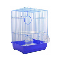 №1 Клетка для птиц, 35*28*46, прямоугольная, укомплектованная, голубая,1*10