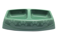 №1 Favorite Миска пластиковая двойная малая,23,5х15х5см,2*200мл,темно-зеленая,1*40