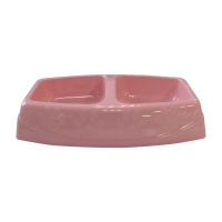 №1 Favorite Миска пластиковая двойная большая,  30,5х19,5х7,5см, 2*500 мл, розовая