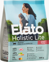 Элато Holistic Lite корм для кастрированных котов, стерилиз и малоакт.кош.с ягненком и индейкой 300г