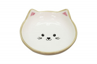 №1 Миска керамическая "мордочка кошки" круглая, серая, 13,5*13*5,5см, 200мл, 1*48шт