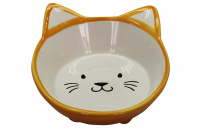№1 Миска керамическая "мордочка кошки" на ножках желтая, 12*13*7,5см, 150мл, 1*48шт