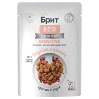 Брит КЕА Пауч для кош с чувств. пищевар. индейка и клюква  кусочки в соусе 85г*12