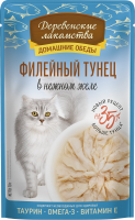 Деревенские лакомства пауч. д/кошек Филейный тунец в нежном желе, 70г