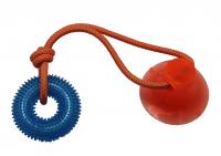 №1  Игрушка интерактивная для собак Тяни-Кусай, одна присоска, 45см, синее шипован. кольцо,1*50шт