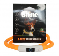 №1 Ошейник Лэд USB Силиконовый 1*70см оранжевый, 1х144шт