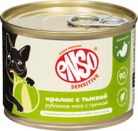 ENSO SENSITIVE консерва ж/б д/собак всех пород чув.пищ.низкожировой Кролик гречка тыква 190гр*12