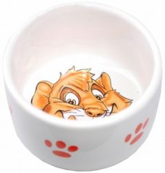 №1 Миска керамическая, глубокая, рисунок "хомяк", 7,5*4 см, 100мл, 1*144шт