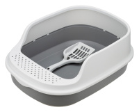 Лоток для кошек ЛЯ-МУРР 480х355x185мм с высоким бортом совок смоки