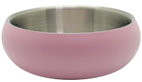 Уют Миска металлическая с двойными стенками 0,36л D=12,9см розовая (1*36шт/кор)