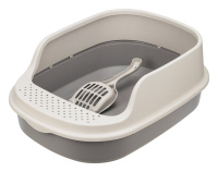 Лоток для кошек ЛЯ-МУРР 480х355x185мм с высоким бортом совок капучино