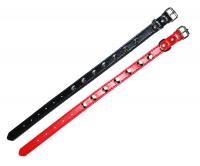 УЮТ Ошейник 1,9х40 см одинарный, красный/черный прошитый, с шипами 1х12шт, 1кх144шт
