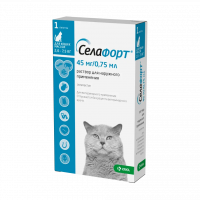 Селафорт для кошек 2,6-7,5 кг, 45мг/0,75мл внеш.и внутр.паразитов