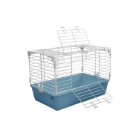 №1 Клетка для кролика, 2 боковых двери, 60*36*40, голубая, 1*4