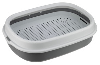 Лоток для кошек ЛЯ-МУРР 480х355x130мм с сеткой и низким бортом смоки