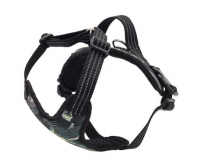 Шлейка нейлоновая "Динамик" средняя принтованная с ручкой шея 47-64 см грудь 59-72см, черная