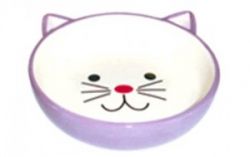 №1 Миска керамическая, сиреневая, в форме мордочки кошки, 12,5*4см, 180мл, 1*64шт