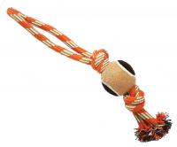 №1 Грейфер веревка с мячом и двумя узлами, бежево-оранжевый 38см, 1*48шт