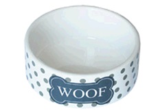 №1 Миска керамическая белый, серый, графитовый "Woof", 12,5*5 см, 440мл, 1*48шт