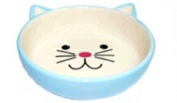 №1 Миска керамическая, голубая, в форме мордочки кошки, 12,5*4см, 180мл, 1*64шт