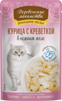 Деревенские лакомства пауч. д/кошек Курица с креветкой в нежном желе, 70г