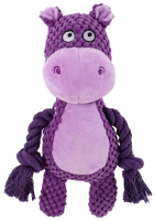 №1 Игрушка д/собак Бегемотик фиолетовый,с пищалкой,с канатиком,текстиль,24х10х6см,1х108шт
