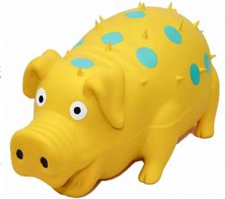 №1 Свинка желтая хрюкающая, латекс, 15см, Игрушка для собак, 1*108шт