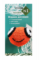 №1 Favorite  Игрушка для кошек "Эмодзи" вязаная,  с кошачьей мятой, оранжевая, 7см