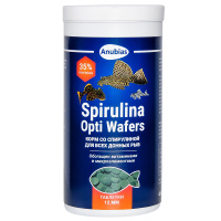 Anubias Spirulina Opti Wafers, Корм д/донных рыб, таблетки 12мм 1л(400гр) 