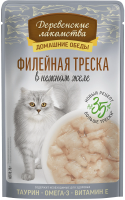 Деревенские лакомства пауч. д/кошек Филейная треска в нежном желе, 70г
