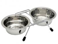 Подставка с мисками 2*0,18л из нержавеющей стали
