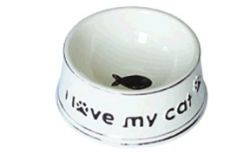 №1 Миска керамическая, стилизованная под старину "I love my cat", 12,5*5 см, 190мл, 1*48шт