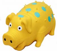 №1 Свинка желтая хрюкающая, латекс, 21см, Игрушка для собак,1*48шт