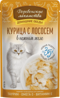 Деревенские лакомства пауч. д/кошек Курица с лососем в нежном желе, 70г