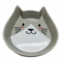 №1 Миска керамическая, серая, в форме мордочки кошки 15x13x3,5см, 180мл, 1*48шт