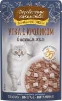 Деревенские лакомства пауч. д/кошек Утка с кроликом в нежном желе, 70г